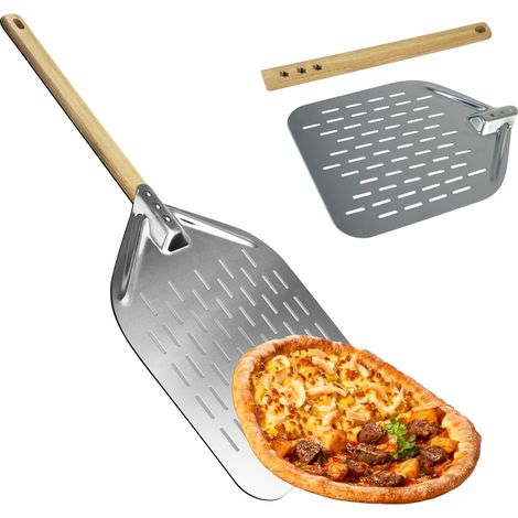 Pelle à pizza avec poignée en bois amovible, pelle à pizza en aluminium, parfaite pour les accessoires à pizza (70 x 30 cm) (1/5)