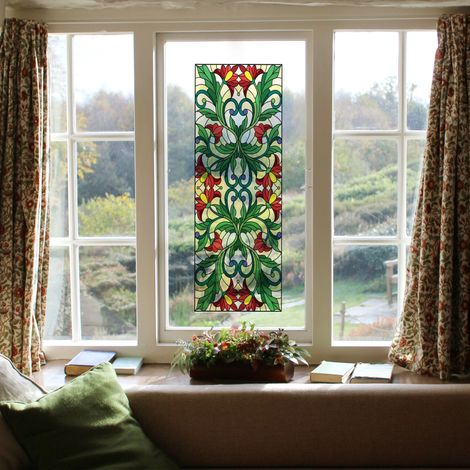 Sticker mural électrostatique 23x67cm – Motif floral multicouleur – Décoration pour fenêtres et vitres – Installation rapide en 5 minutes – Plage (1/2)