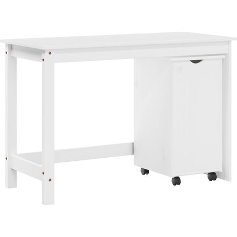 Desk Cabinet Set 2 pcs White Solid Pine Wood vidaXL (1/5)