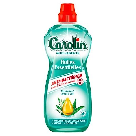 Nettoyant multi-surfaces anti-bactérien – Élimine 99,9% des bactéries – Huiles essentielles eucalyptus et arbre à thé – Flacon 1L – Carolin (1/5)