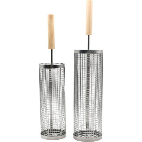 Ensemble de paniers à gril emboîtables , poignée amovible , acier inoxydable 304 , accessoires pour grillades de légumes et de crevettes , barbecue au charbon de bois de camping , cadeau pour homme , (1/5)