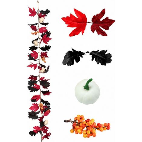 Décoration d'Halloween : citrouille, sorcière volante en rotin, feuille d'érable en rotin, feuille d'érable artificielle pour fête à la maison 320-1
