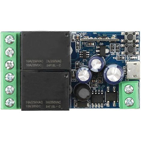 EWeLink WIFI Smart Switch Modul DC 12V 24V 48V mit 2-Kanal-Relaisempfänger, drahtloser Fernbedienung und USB-Stromversorgung. (1/5)