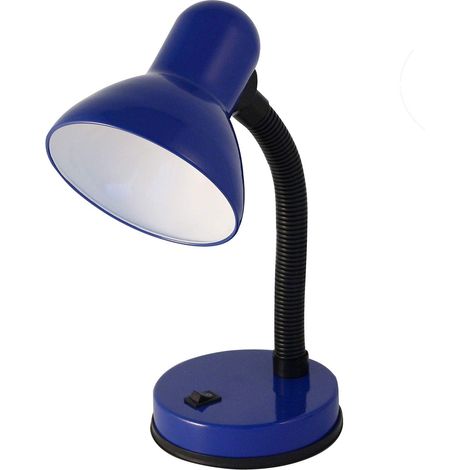 VELAMP CHARLESTON Lampada da tavolo con collo flessibile - Design moderno - Ideale per scrivania, lettura e comodino - Attacco lampadina E27 - Colore blu (1/4)