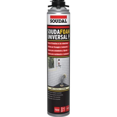 Soudal – Mousse polyuréthane expansive 750ml – Isolation thermique et acoustique – Grand rendement de remplissage – Pour chantiers humides (1/6)