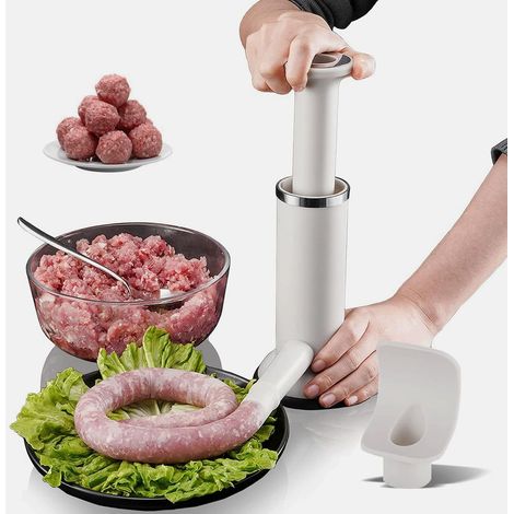 Machine remplir saucisses et boulettes 2 en 1, tube garnissage poussoir manuel, charcuterie maison sans gaspillage (1/4)