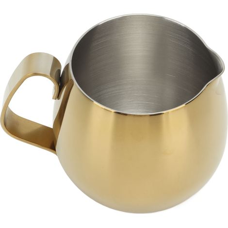300 ml Milchkännchen aus goldfarbenem Edelstahl für Cappuccino, Latte Art und Milchschaum (1/5)