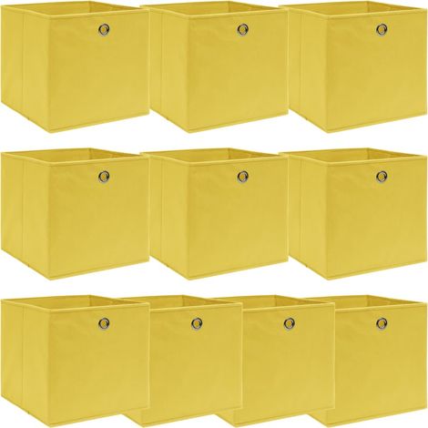 Boîtes de rangement 10 pcs Jaune 32x32x32 cm Tissu
