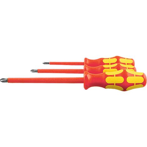 Wera Jeu de tournevis pour vis Phillips, avec manche Kraftform 100% isolés, Nombre de tournevis: 3