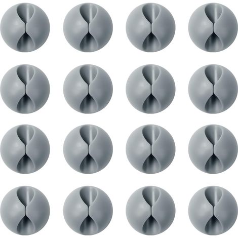 Cable Clips Support de Câble Ensemble d'Organisateur Câbles Gestion Polyvalent 16pcs Gris (1/5)