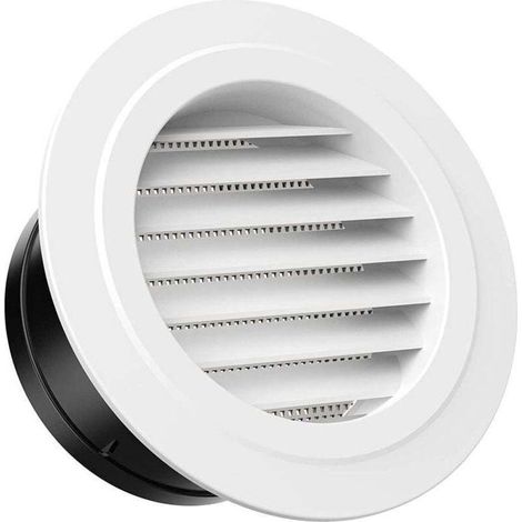 UlisemGrille de ventilation ronde en plastique de 100 mm avec moustiquaire, adaptée aux murs intérieurs et extérieurs