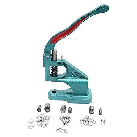 Presse à Œillets, Kit d'Outils de Poinçonnage Manuel Machine à Œillets Robuste, avec 3 Matrices (6 mm/10 mm/12 mm) et 1500 œillets argentés pour Tissu Cuir Artisanat Rideaux Pince emporte pièce