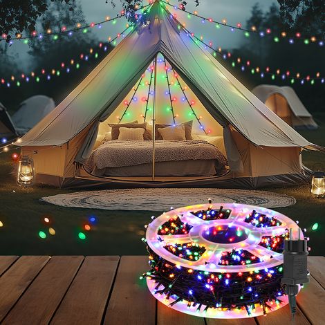 Jiubiaz Guirnalda luminosa LED 100 m 1000 LED multicolor, 8 modos, memoria, cable 5 m, IP44, hilo verde oscuro, para Navidad, jardín, balcón, terraza, fiestas (1/5)