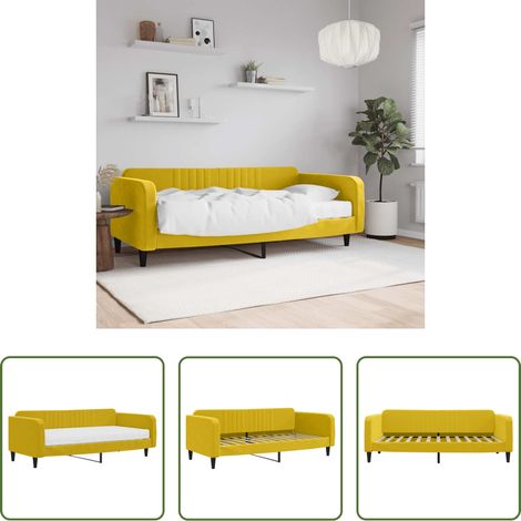 Schlafsofa - Tagesbett mit Matratze Gelb 100x200 cm Samt (1/5)