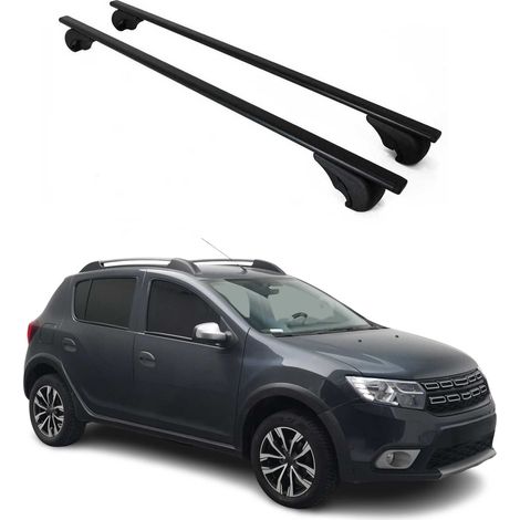 OMAC Barres de toit pour Dacia Sandero Stepway 2013-2020 – TÜV / DIN 75302:2019 – Antivol inclus – Charge max 75 kg – 2 barres Noir