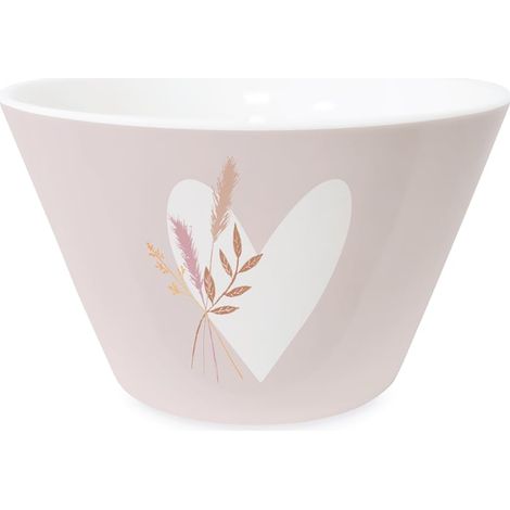 Bol à céréales en or véritable - Bol en porcelaine - Cœur avec bouquet - Blanc (1/2)