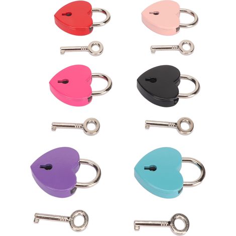 Lot de 6 petits cadenas en alliage en forme de cœur, cadenas en forme de cœur couleur pêche, cadenas pour cahiers et articles de papeterie (1/5)