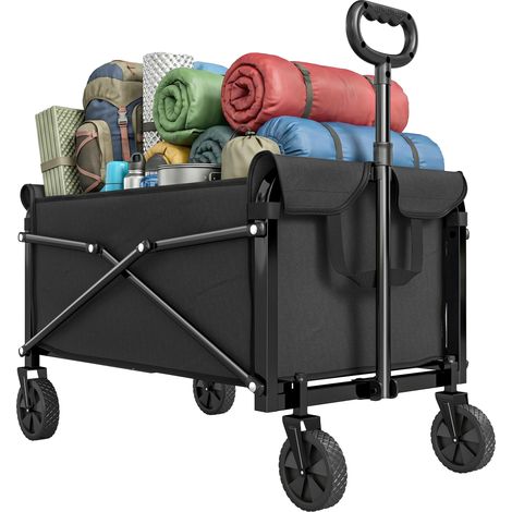 Outsunny 81L Festival Trolley on Wheels, Garden Folding Trolley Cart, Black