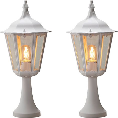 2er-Set weiße Sockelleuchten FIRENZE, E27, Aluminium, Höhe 55 cm (1/5)