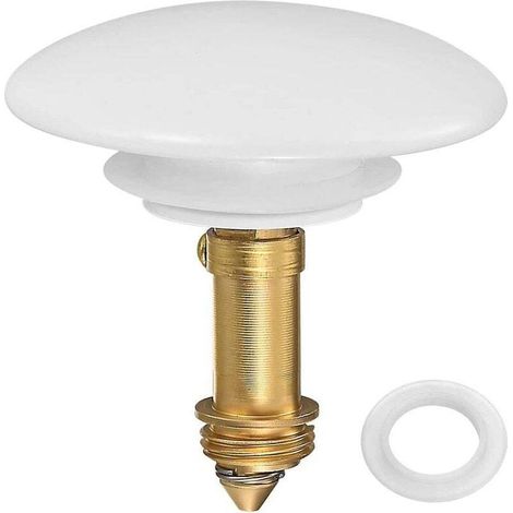 Bouchon Évier Pop Up - Laiton et Céramique - Pour Salle de Bain et Cuisine - Diamètre Alésage 36 à 39 mm - 1 Pièce (1/5)