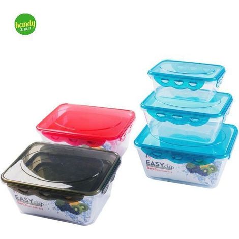 Set 3 contenitori rettangolari Kasaviva Easy Clip colori assortiti
