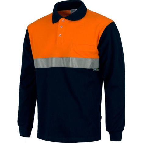 Polo combinado de Alta Visibilidad en algodón WORKTEAM C3843 XXL Marino+Naranja A.V.