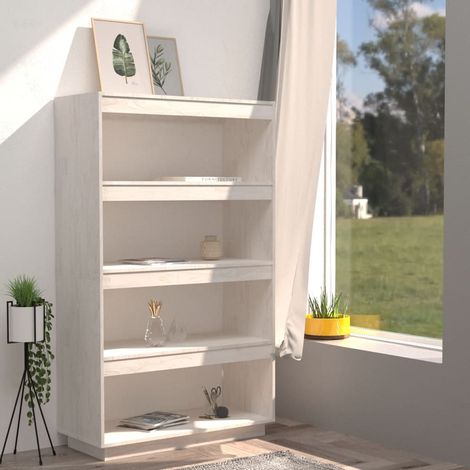 vidaXL Libreria/Divisorio Bianco 80x35x135 cm Legno Massello di Pino (1/5)