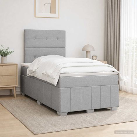vidaXL Lit boxspring avec matelas Gris clair 120 x 190 cm Tissu (1/5)