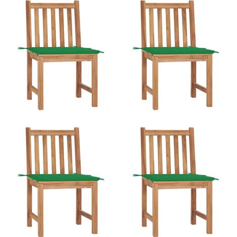Gartenstühle 4 Stk. mit Kissen Massivholz Teak (1/5)