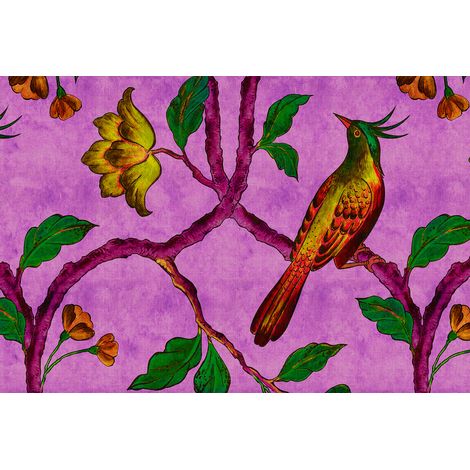 Papier peint panoramique oiseaux violet Tapisserie panoramique colorée pour bureau Papier peint panoramique moderne rouge et vert (1/2)