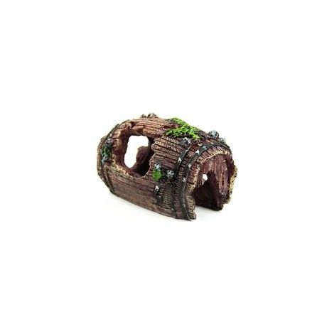 Résine Fish Tank Ornement brisé Barrel Cave Aménagement Décoration (Marron) (1/4)