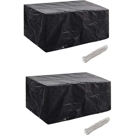 vidaXL Garden Furniture Covers 2 pcs 4 Person Poly Rattan Set 8 Eyelets 180x140cm (1/5)