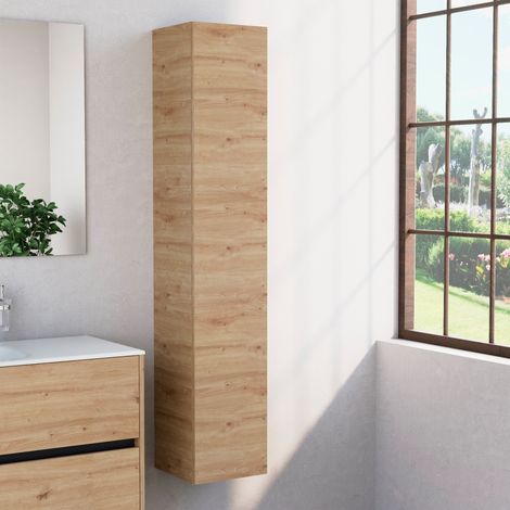 Inda - Colonna bagno con anta SX e 4 ripiani 30x160 cm - Rovere (1/4)