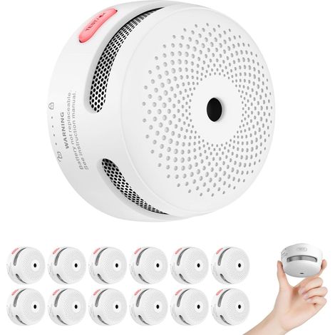 Mini Détecteur de Fumée Autonome 10 Ans, XS01, Lot de 12 Batterie Scellée, Capteur Photoélectrique et Conformité à la Norme EN 14604 (1/5)