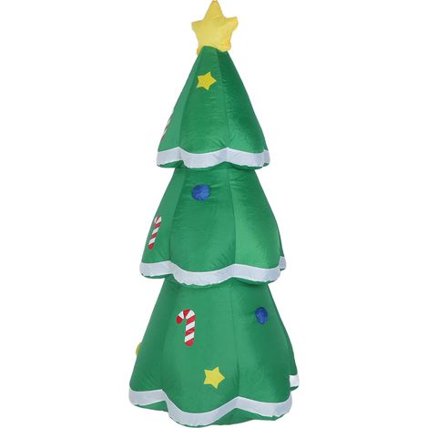 Sapin de Noël gonflable 1.5m avec LED et musique, polyester 210T IP44 résistant à l'eau, déco jardin extérieur pelouse fête, prise EU 220-240V (1/5)