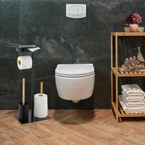 Silla WC con estante en bambú y hierro