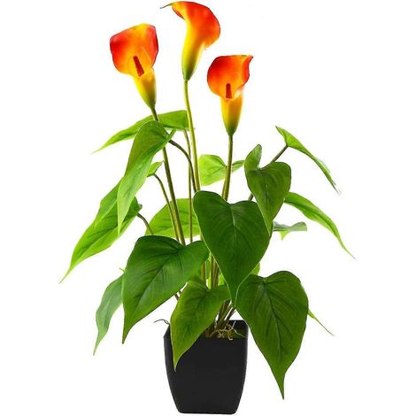 Plantes artificielles Calla Lily, fausse plante en pot noir orange (1/5)