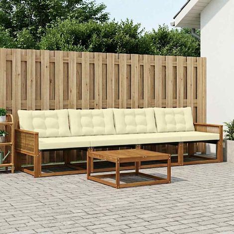 vidaXL Outdoor-Sofagarnitur mit Kissen 5 pcs Natur und Creme (1/5)