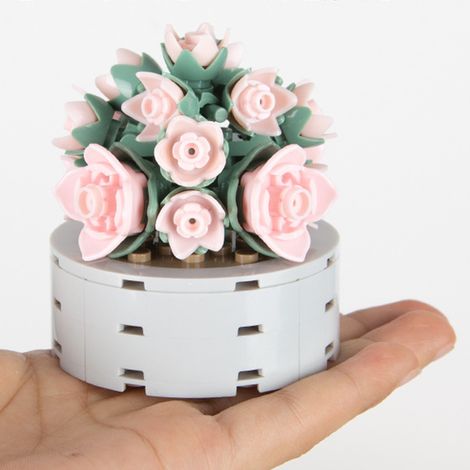 Blocs de construction pour plantes succulentes, jolis motifs, faciles à assembler, adaptés à la décoration de bureau et de maison et comme cadeau, JK2710, 12 pièces, rose/vert. (1/5)