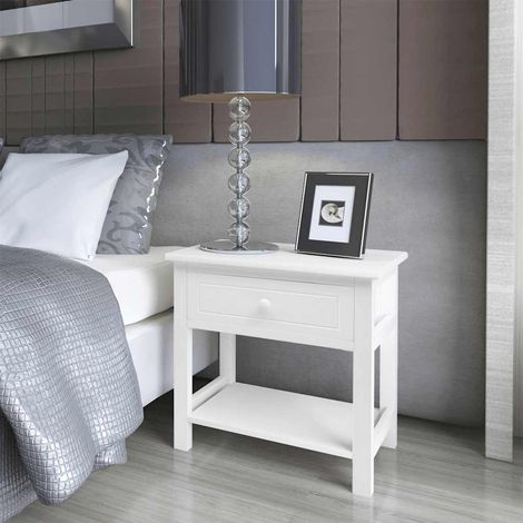 vidaXL Mesitas de noche 2 unidades madera blanca (1/5)