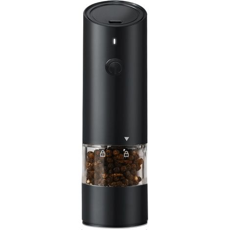 Macina sale e pepe elettrico, ricaricabile, con macinatura regolabile, adatto per grigliate in cucina (nero) (1/5)
