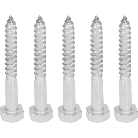 25 vis à bois autoforeuses DIN571 inox A2-70 tête hexagonale filet partiel M6x50mm pour charpente (1/5)
