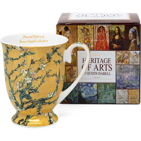 Tazza in porcellana da 300 ml con motivo "Mandorlo in fiore" di Van Gogh, ideale come regalo. (1/5)