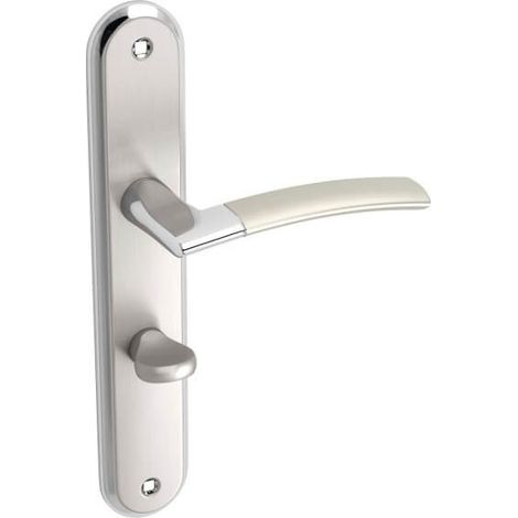 Poignée de porte WC LUXOR Satin 72 mm sur plaque longue