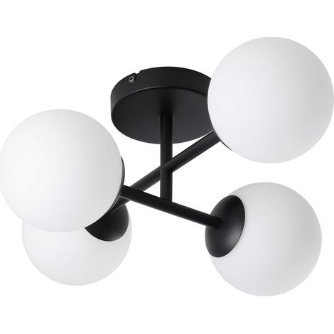 Plafoniera Contemporanea Castrovido Acciaio Nero Bianco 4 Luci G9 4,2 Ip44