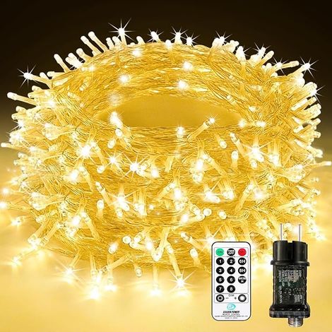 Luci a stringa LED per esterni - 60 m - 600 LED - Con telecomando - Timer - Funzione memoria - 8 modalità - Impermeabile IP65 - Per uso interno ed esterno - Per giardino, feste, matrimoni (1/5)