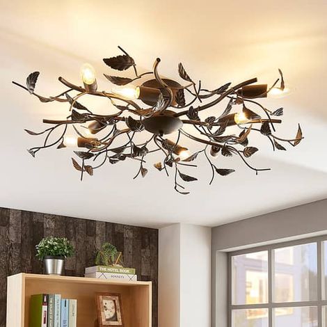 [GEBRAUCHT] Lindby Deckenlampe Deckenlampe Leuchte Yos In Blattoptik, 8 Flammig, Schwarz B-Ware (1/2)