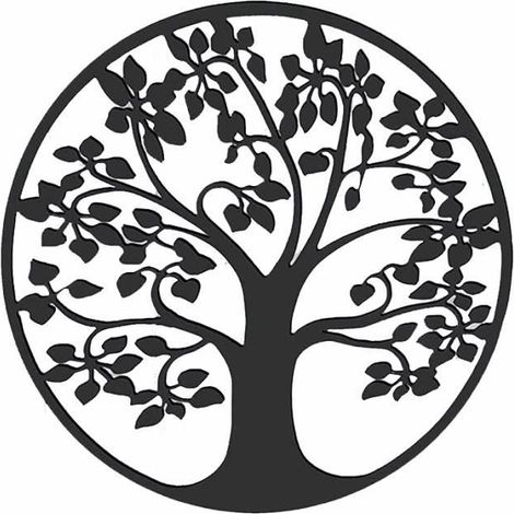 Arbre de vie en métal Décoration murale Silhouette Art pour Cadeau Intérieur Cadeau Extérieur Jardin Maison Décoration ,Noir (1/4)