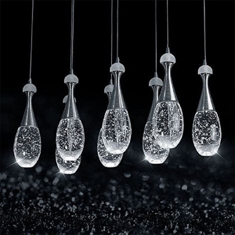 TRADE SHOP - Lampadario Lampada 6 Pendenti Bollicine Acciaio Soffitto Luce Led Applique Design -