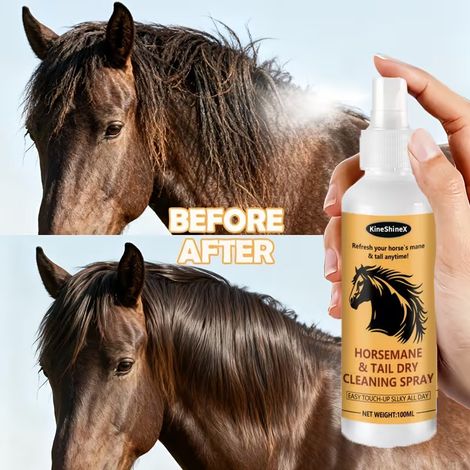 Pferdemähnen-Anti-Verfilzungsspray mit einer sanften, natürlichen Formel glättet und pflegt die Pferdemähne schnell, verbessert den Glanz und spendet Feuchtigkeit. (1/5)